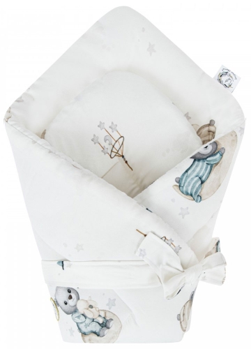 Bonjour Cherie - bambusowy becik, rożek niemowlęcy 74x74 cm | Misie