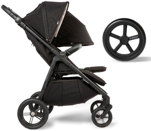 Mast Swiss Design M.Twin X - bliźniaczy wózek spacerowy, spacerówka dla bliźniąt | Onyx, koła Light