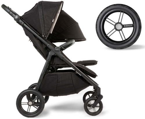 Mast Swiss Design M.Twin X - bliźniaczy wózek spacerowy, spacerówka dla bliźniąt | Onyx, koła HP