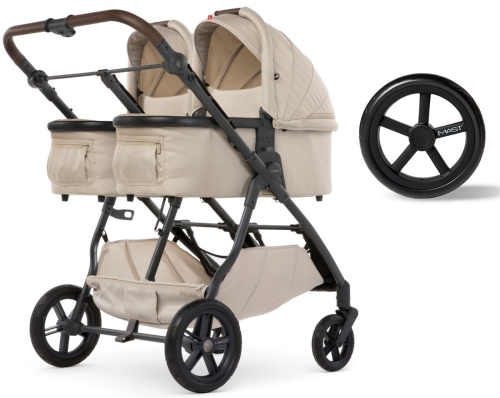 Mast Swiss Design M.Twin X - wielofunkcyjny wózek bliźniaczy, wózek  2w1 dla bliźniąt | Lion, koła Light 