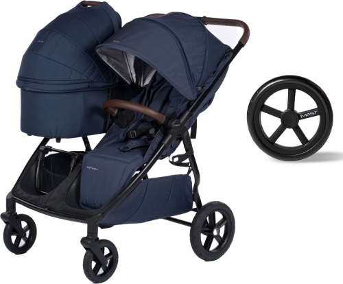 Mast Swiss Design M.Twin X - wielofunkcyjny wózek dla rodzeństwa rok po roku | Blueberry, koła Light