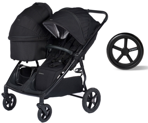 Mast Swiss Design M.Twin X - wielofunkcyjny wózek dla rodzeństwa rok po roku | Onyx, koła Light