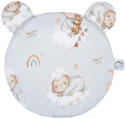 Bonjour Cherie - bambusowa poduszka miś z uszami 30x30 cm | Owieczki