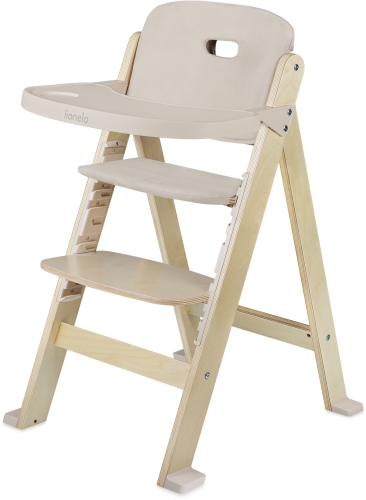 Lionelo Floris - drewniane krzesełko do karmienia rosnące z dzieckiem | Beige Natural