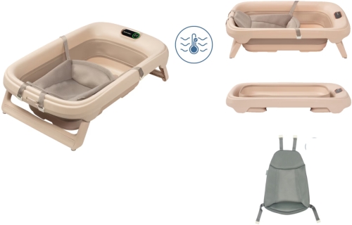 Maxi-Cosi Indigo Plus - składana, kompaktowa wanienka niemowlęca z termometrem | Muted Terra