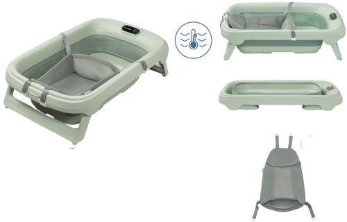 Maxi-Cosi Indigo Plus - składana, kompaktowa wanienka niemowlęca z termometrem | Sage Green
