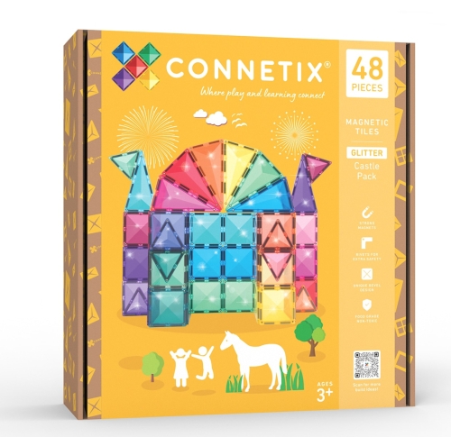 Connetix - klocki magnetyczne, zestaw | Glitter Castle Pack, 48 el.