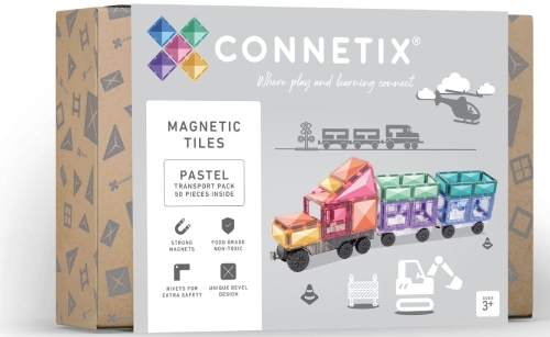 Connetix - klocki magnetyczne, zestaw | Transport Pack Pastel, 50 el.