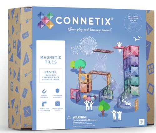 Connetix - klocki magnetyczne, zestaw | Pastel Ball Run Expansion Pack, 80 el.