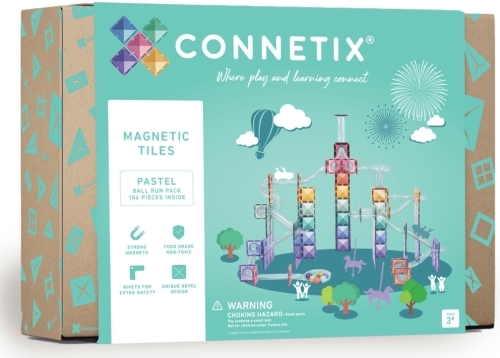 Connetix - klocki magnetyczne, zestaw | Pastel Ball Run Pack, 106 el.