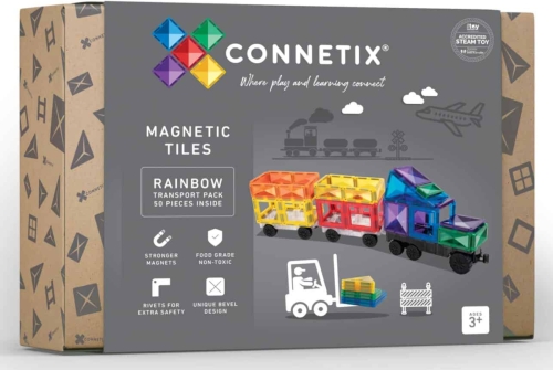 Connetix - klocki magnetyczne, zestaw | Rainbow Transport Pack, 50 el.