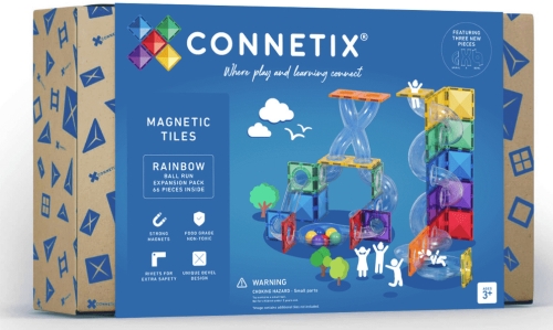 Connetix - klocki magnetyczne, zestaw | Rainbow Ball Run Expansion Pack, 66 el.