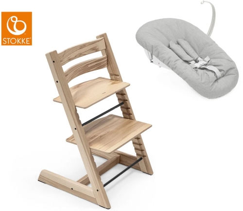 Stokke Tripp Trapp + Newborn Set - krzesełko do karmienia z litego drewna + zestaw dla noworodka | Wild Wood 