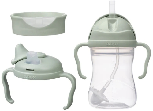 b.box - kubek do picia 3w1, kubek ze słomką, bidon, kubek treningowy 240 ml | Sage