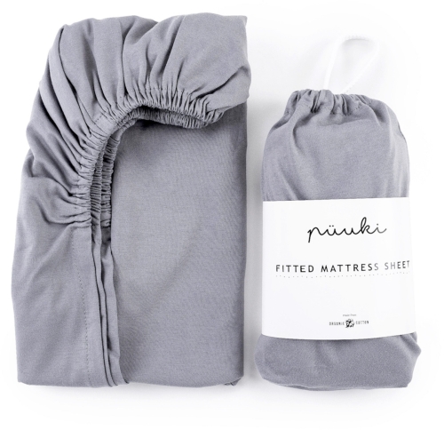 PUUKI - prześcieradło do łóżeczka 120x60 cm | Jasny Szary