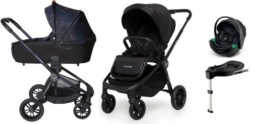 Muuvo Quick - wielofunkcyjny wózek dziecięcy, zestaw 4w1 | Raven Black / Brown