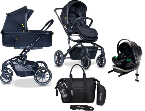 X-Lander Cruiser - wielofunkcyjny wózek dziecięcy 4w1, zestaw z fotelikiem i bazą | Black 
