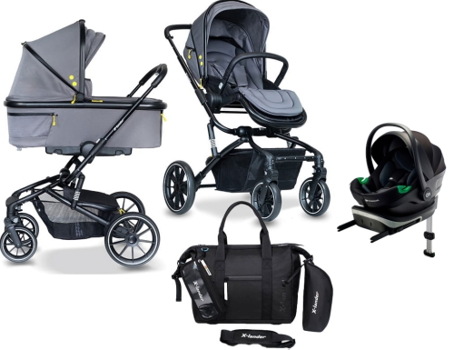 X-Lander Cruiser - wielofunkcyjny wózek dziecięcy 4w1, zestaw z fotelikiem i bazą | Grey
