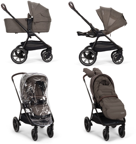 Nuna Triv LX All Season - wielofunkcyjny wózek dziecięcy, zestaw 2w1 z akcesoriami | Chestnut