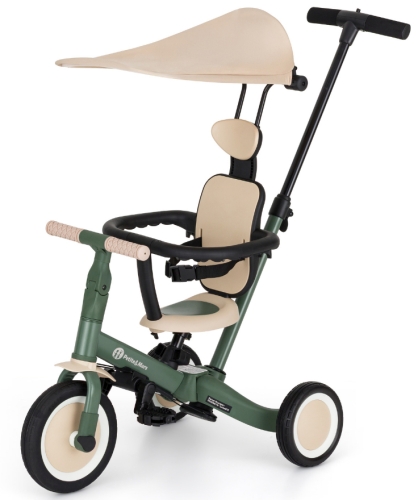 Petite&Mars Turbo Plus - rowerek trójkołowy 5w1 | Misty Green