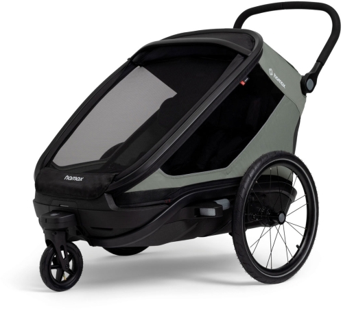 Hamax Outback Next - podwójna przyczepka rowerowa dla dwójki dzieci | Dusty Green