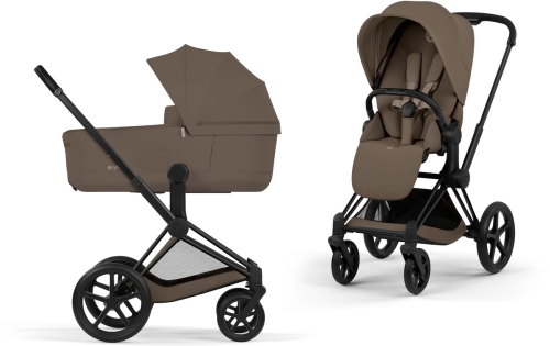 Cybex Priam 5.0 Comfort - wielofunkcyjny wózek dziecięcy 2w1 | Matt Black Coconut Brown