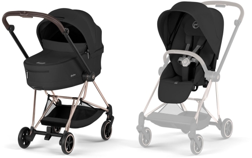 Cybex Mios Comfort Collection - elegancki, kompaktowy wózek miejski 2w1 | Sepia Black on Rosegold