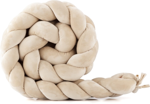 Waldin 3-pasmowy warkocz welurowy, ochraniacz na szczebelki 230 cm | Beige