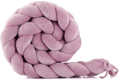 Waldin 3-pasmowy warkocz welurowy, ochraniacz na szczebelki 230 cm | Brudny Róż