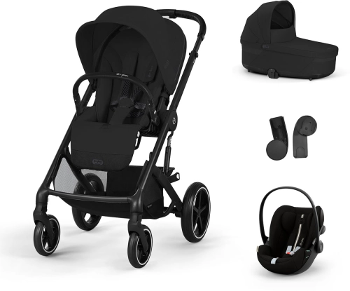 Cybex Balios S Lux 2.0 SET S - wózek wielofunkcyjny, zestaw 4w1 z fotelikiem Cloud G i-Size i adapterami | BLK Moon Black