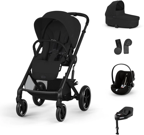 Cybex Balios S Lux 2.0 SET M - wózek wielofunkcyjny, zestaw 5w1 z fotelikiem Cloud G i-Size, bazą i adapterami | BLK Moon Black