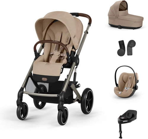 Cybex Balios S Lux 2.0 SET M - wózek wielofunkcyjny, zestaw 5w1 z fotelikiem Cloud G i-Size, bazą i adapterami | TPE Almond Beige