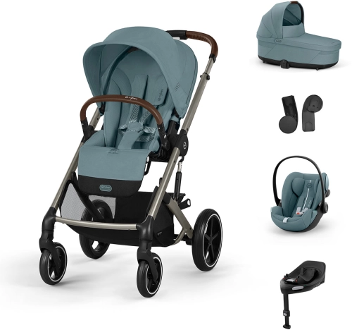 Cybex Balios S Lux 2.0 SET M - wózek wielofunkcyjny, zestaw 5w1 z fotelikiem Cloud G i-Size, bazą i adapterami | TPE Stormy Blue