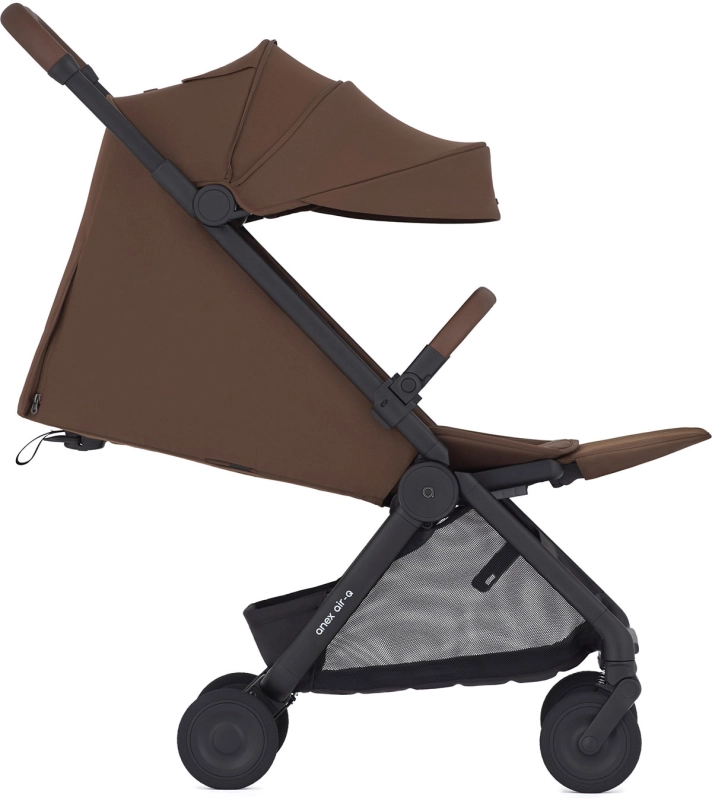 Anex Air Q brązowa spacerówka z rozkładanym oparciem.