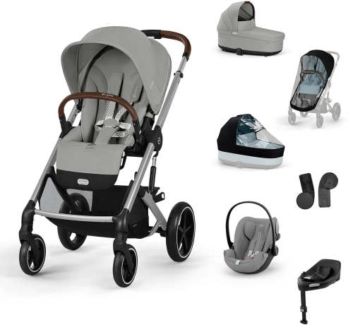 Cybex Balios S Lux 2.0 SET XL - wózek wielofunkcyjny, zestaw 7w1 z fotelikiem Cloud G i-Size, bazą i akcesoriami | SLV Stone Grey
