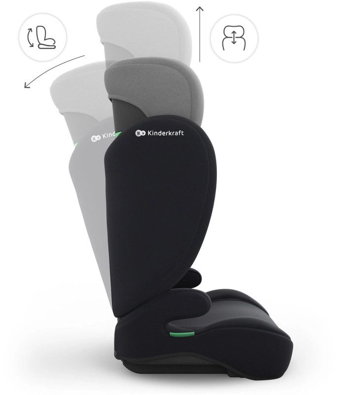 Fotelik z regulowanym zagłówkiem i odchylanym oparciem