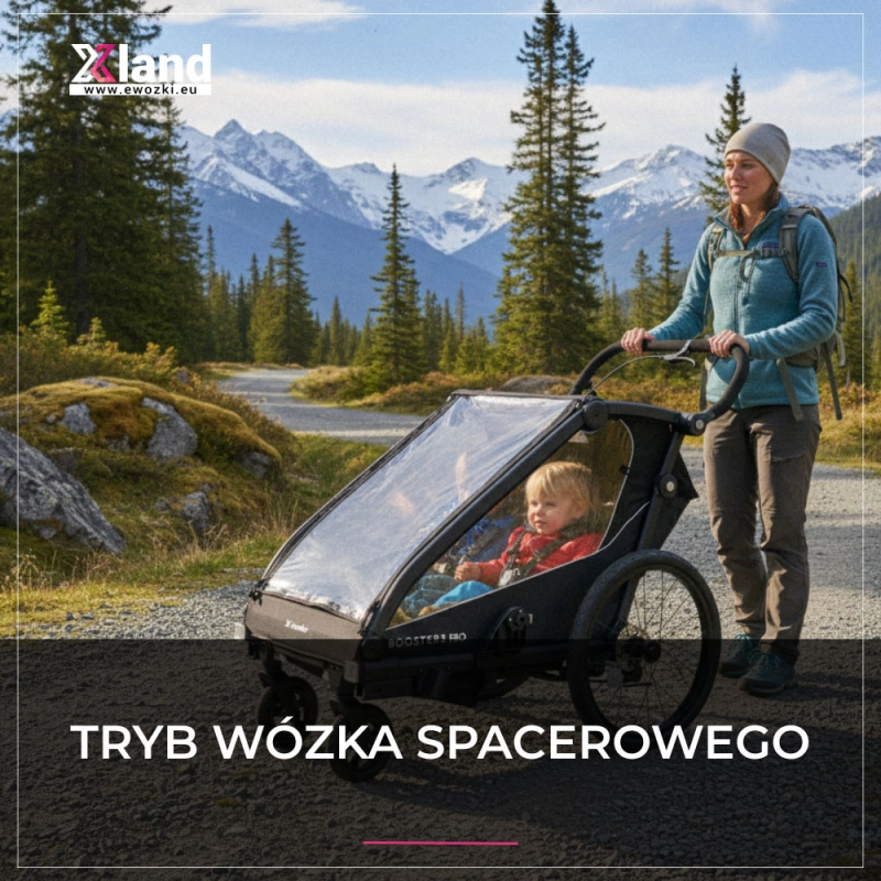 X-lander Booster 2 PRO przyczepka rowerowa w trybie wózka spacerowego