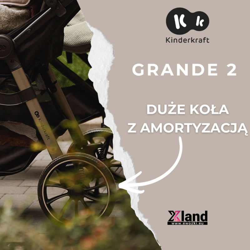 Kinderkraft Grande 2 wózek z dużymi kołami i amortyzacją