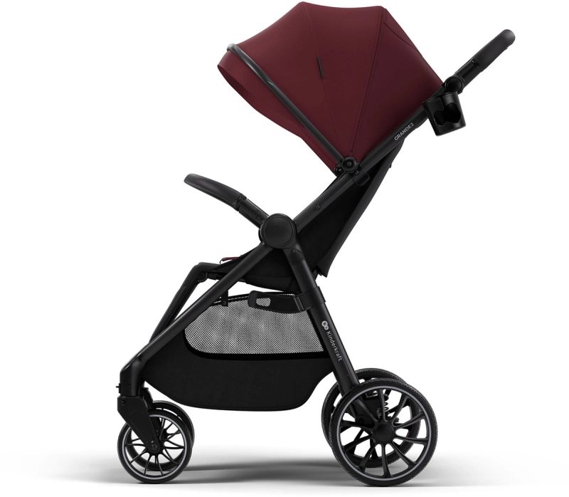 Wózek spacerowy Kinderkraft Grande 2 kolor burgundowy widok z profilu