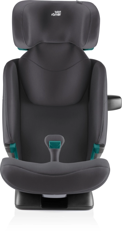 Szary fotelik z regulowanym zagłówkiem Britax