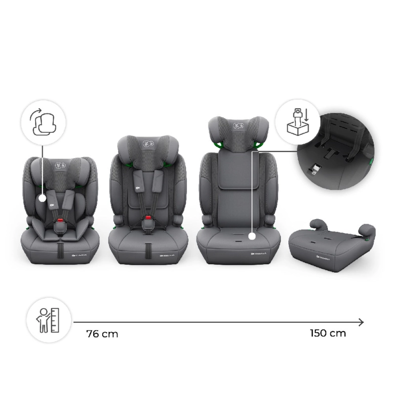 Beżowy fotelik samochodowy rosnący razem z dzieckiem Kinderkraft