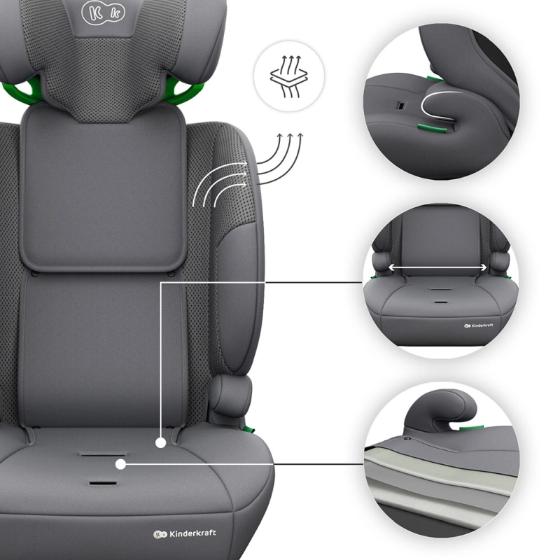 Fotelik samochodowy z oddychającą tapicerką