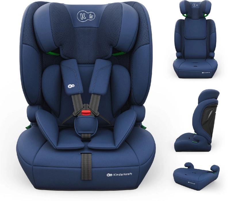 Kinderkraft granatowy fotelik samochodowy 3w1 dla dzieci 76-150 cm