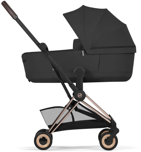 Cybex Coya Comfort - lekki wózek spacerowy, zestaw 2w1 ze składaną gondolą | Sepia Black on Rosegold