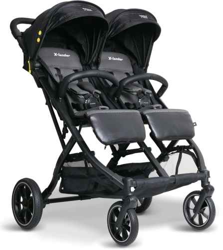 X-lander X-Double  - bliźniaczy wózek spacerowy | Cool Black, Outlet