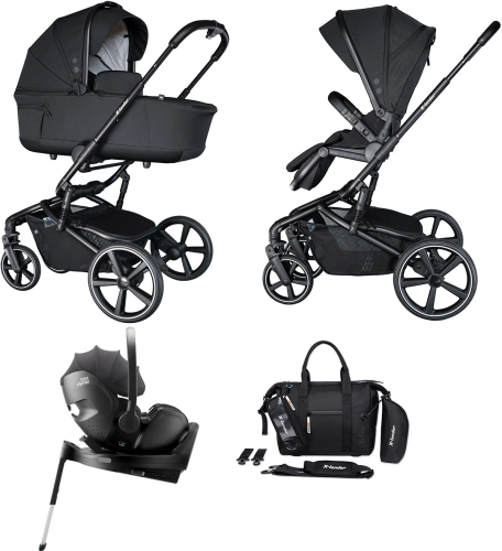 X-lander Cruiser 2.0 - wielofunkcyjny wózek dziecięcy, zestaw 4w1 z fotelikiem Baby-Safe PRO i bazą | Cool Black / Classic Deep Grey