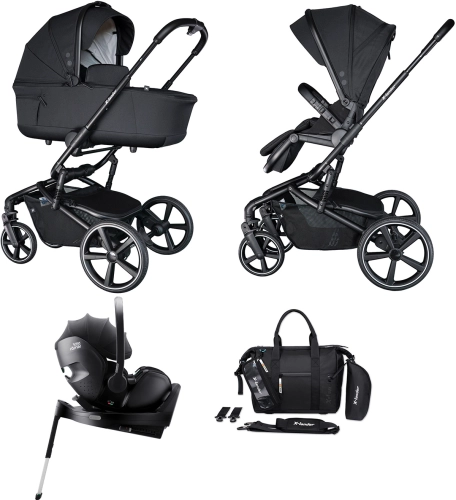 X-lander Cruiser 2.0 - wielofunkcyjny wózek dziecięcy, zestaw 4w1 z fotelikiem Baby-Safe PRO i bazą | Cool Black / Classic Deep Black