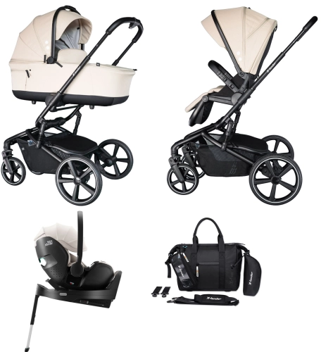 X-lander Cruiser 2.0 - wielofunkcyjny wózek dziecięcy, zestaw 4w1 z fotelikiem Baby-Safe PRO i bazą | Cool Beige /  Soft Taupe
