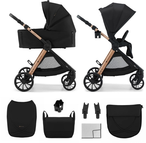 Kinderkraft Vesto 2 - wielofunkcyjny wózek dziecięcy, zestaw 2w1 | Black