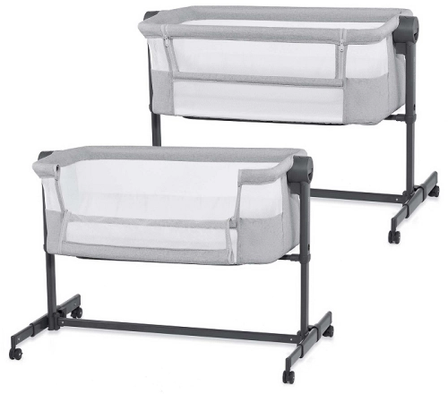 Kinderkraft Nestee Up 2 - łóżeczko dostawne 2w1 | Full Light Grey